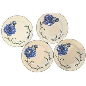 EUC RARE Set of 4 Blue Dinner Plates Rhapsody by Retroneu